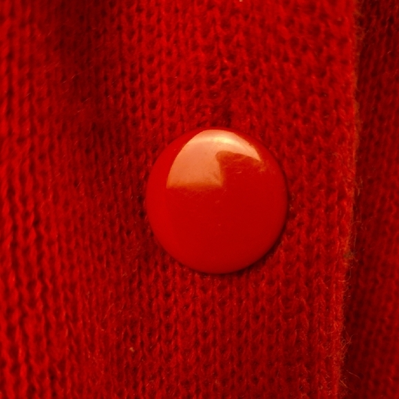 Vintage Red Mohair Sweater Coat / Oversized Shawl Collar Cardigan Jacket - Picture 3 of 6